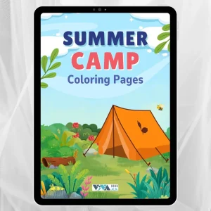 Summer Camp Coloring Book – Poletni tabor: Pobarvanke, ustvarjalnost in sprostitev, za otroke 3+, Digitalna PDF datoteka za tisk (A4)