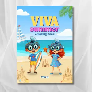 Pobarvanka „Viva Summer“: Poletna pustolovščina z junakoma Vivo in Viva, A5, 28 strani