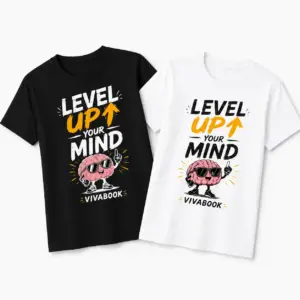Majica z napisom „Level Up Your Mind“, Za otroke, Bombažna, Z avtorskim dizajnom Vivabook