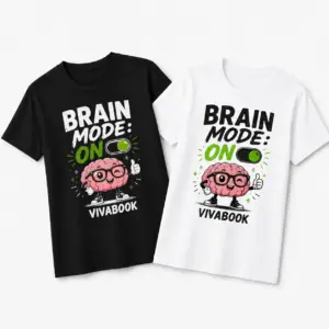 Majica z napisom „Brain Mode ON“, Za otroke, Bombažna, Z avtorskim dizajnom Vivabook