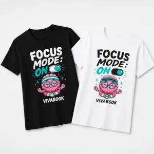 Majica z napisom „Focus Mode ON“, Za otroke, Bombažna, Z avtorskim dizajnom Vivabook
