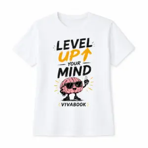Majica z napisom „Level Up Your Mind“, Za otroke, Bela, Bombažna, Z avtorskim dizajnom Vivabook